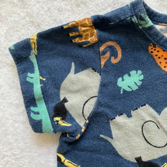 Old Navy Baby Romper 0-3M | Navy Jungle Animal Print One-Piece | GUC - Picture 3 of 16